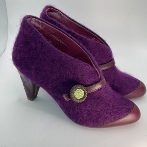 POETIC LICENCE London Heels Leather Sz 38 7.5 Purple Shoes Open For Business Art